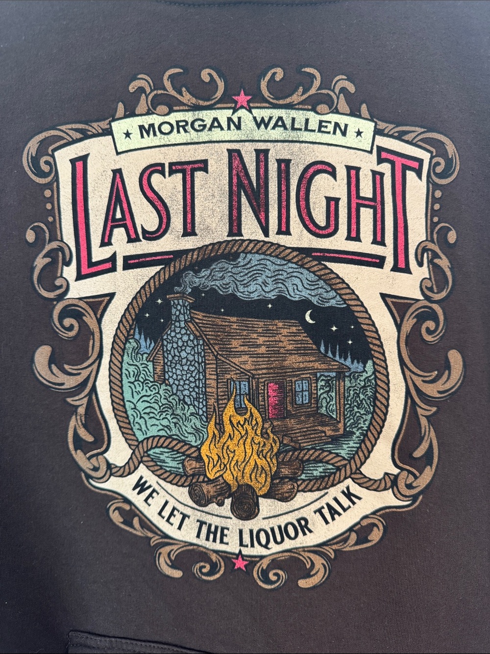 Morgan Wallen “Last Night” Brown Graphic Hoodie Sweatshirt Pullover Size XL - Picture 3 of 8